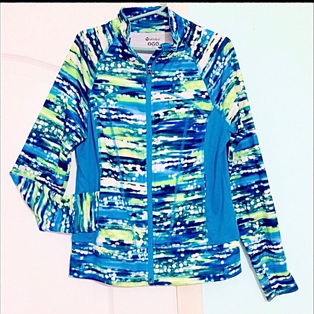 Mambo Australia EU Girls Blue Multicolor Sport Active stretch Jacket Size 10/12